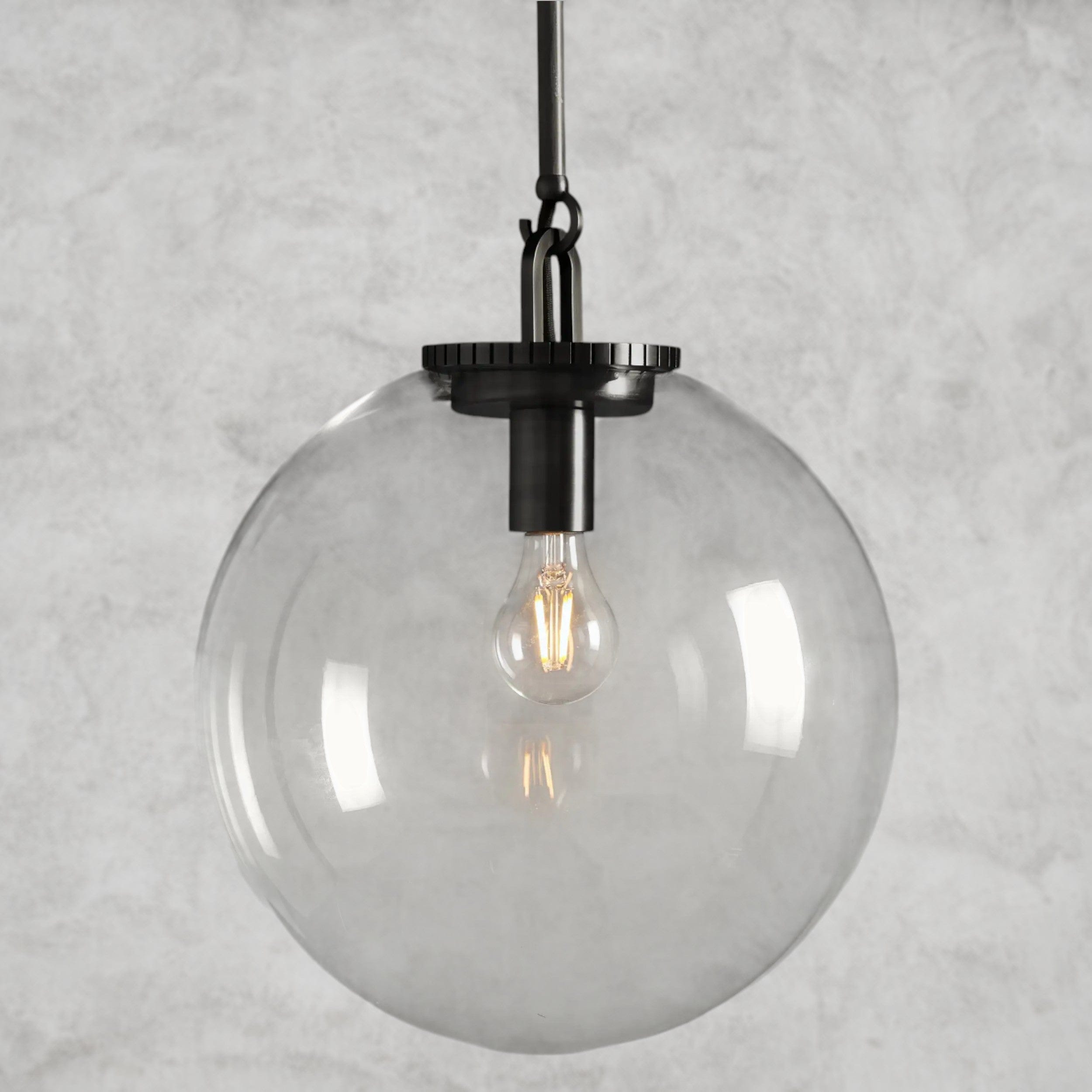 Medium / Bronze / Clear Wescott Globe Pendant with Rod