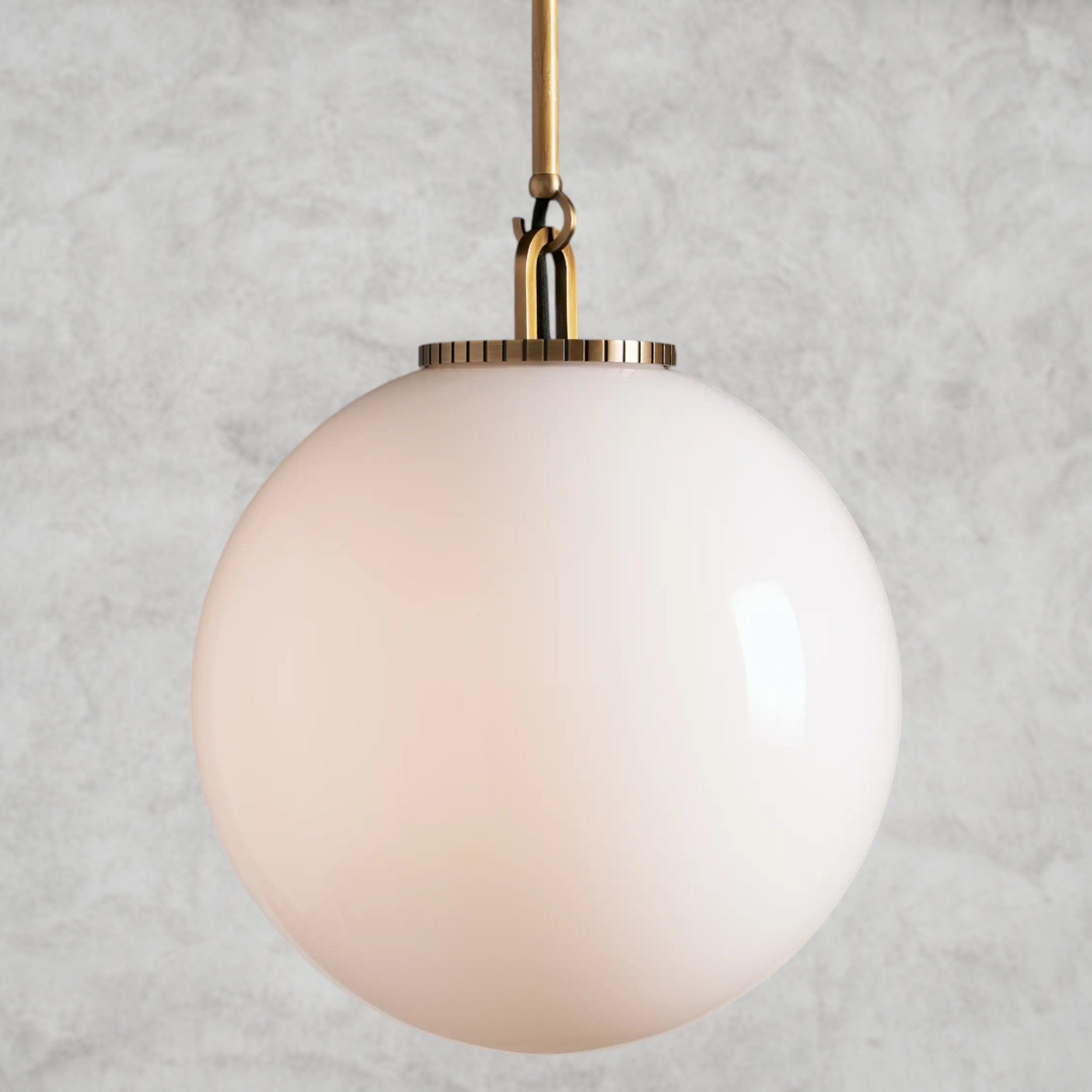 Medium / Brass / Milk Wescott Globe Pendant with Rod