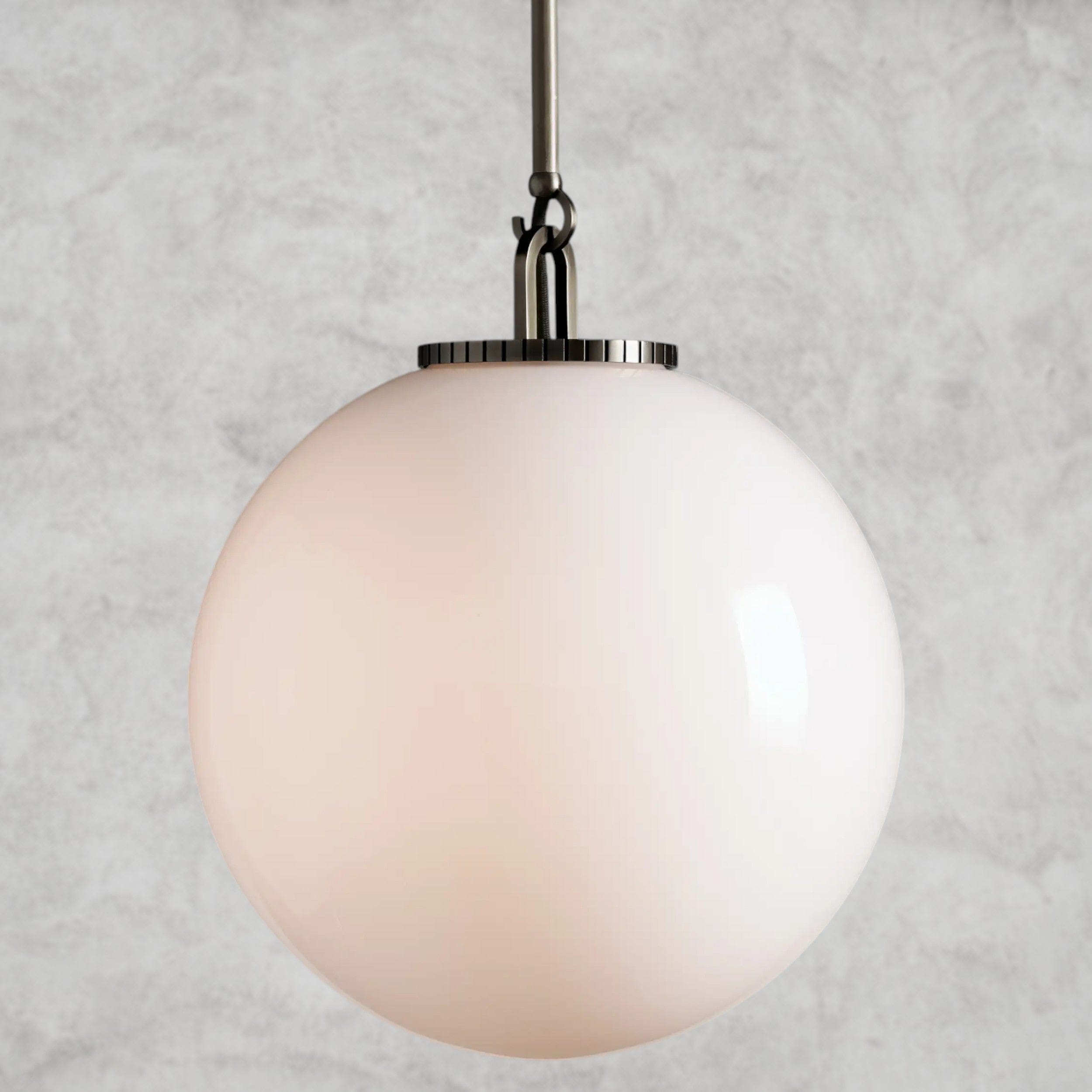 Medium / Bronze / Milk Wescott Globe Pendant with Rod