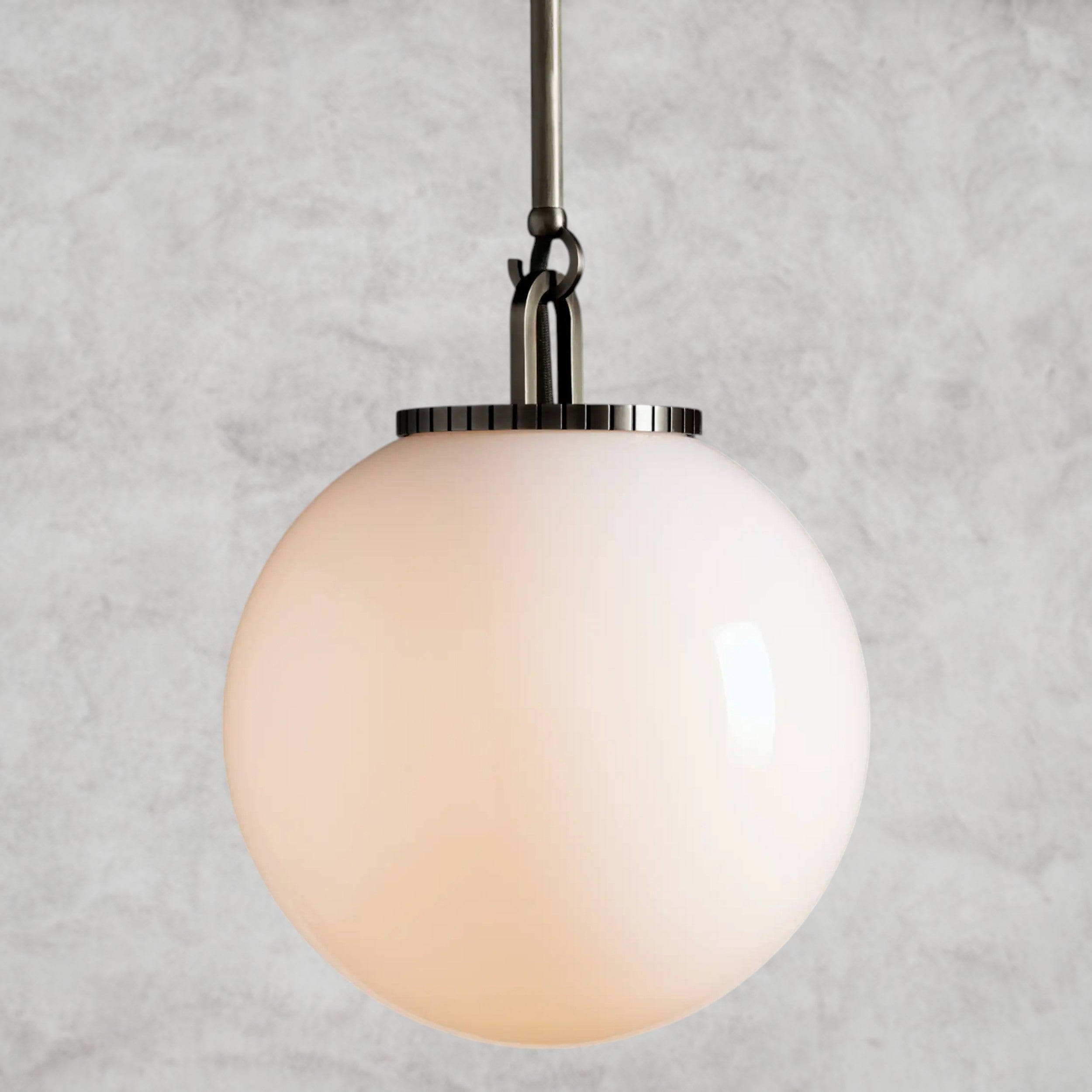 Small / Bronze / Milk Wescott Globe Pendant with Rod