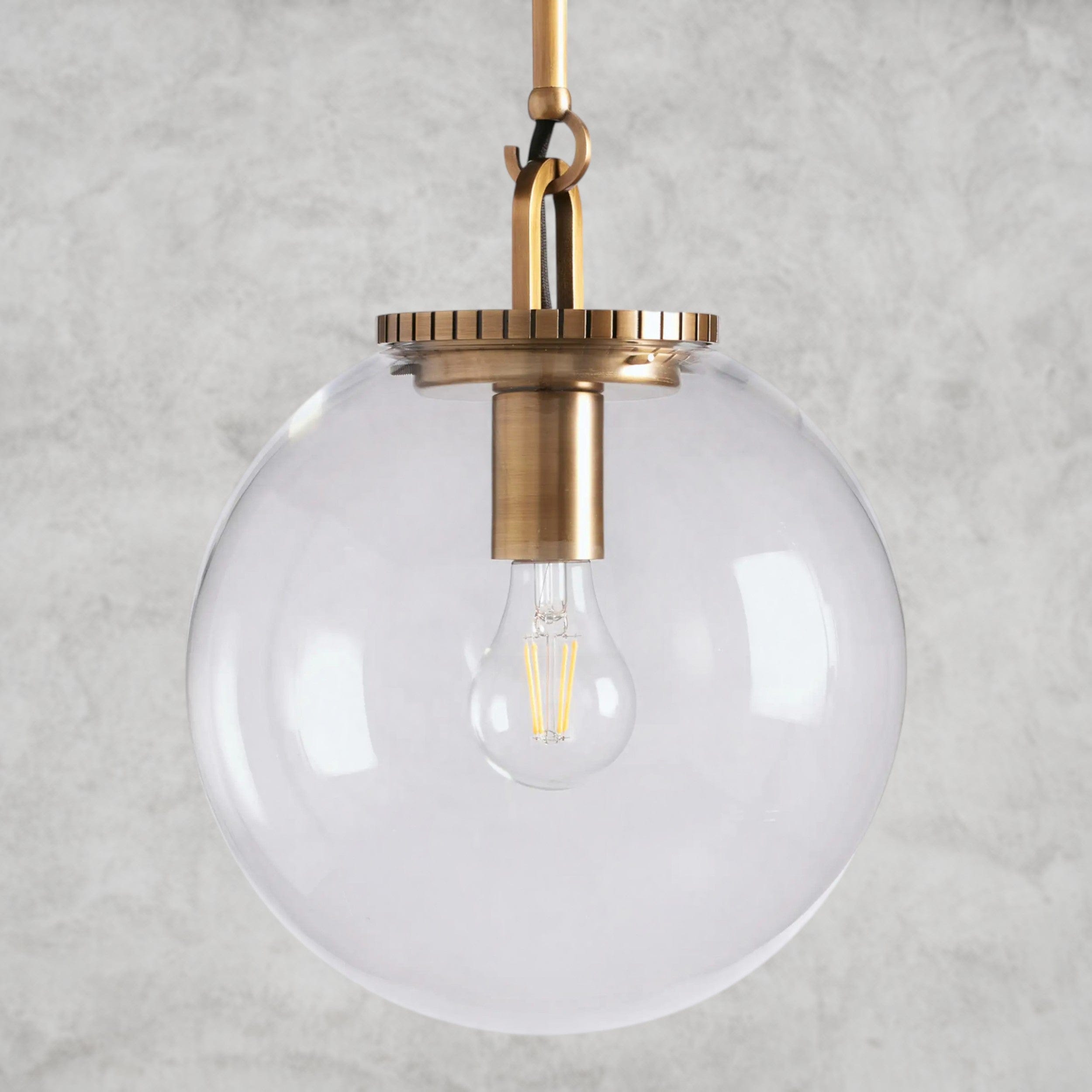 Small / Brass / Clear Wescott Globe Pendant with Rod