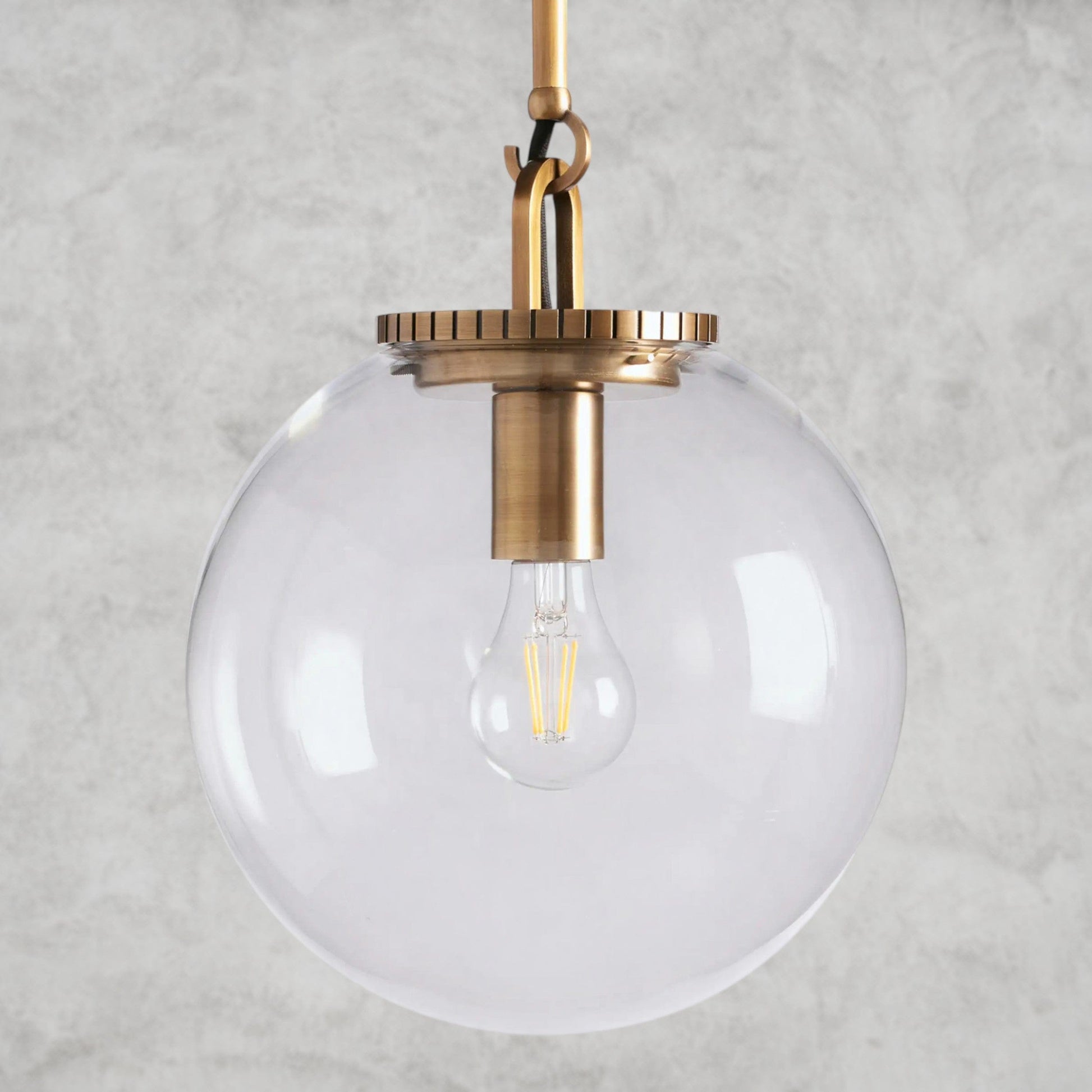 Small / Brass / Clear Wescott Globe Pendant with Rod