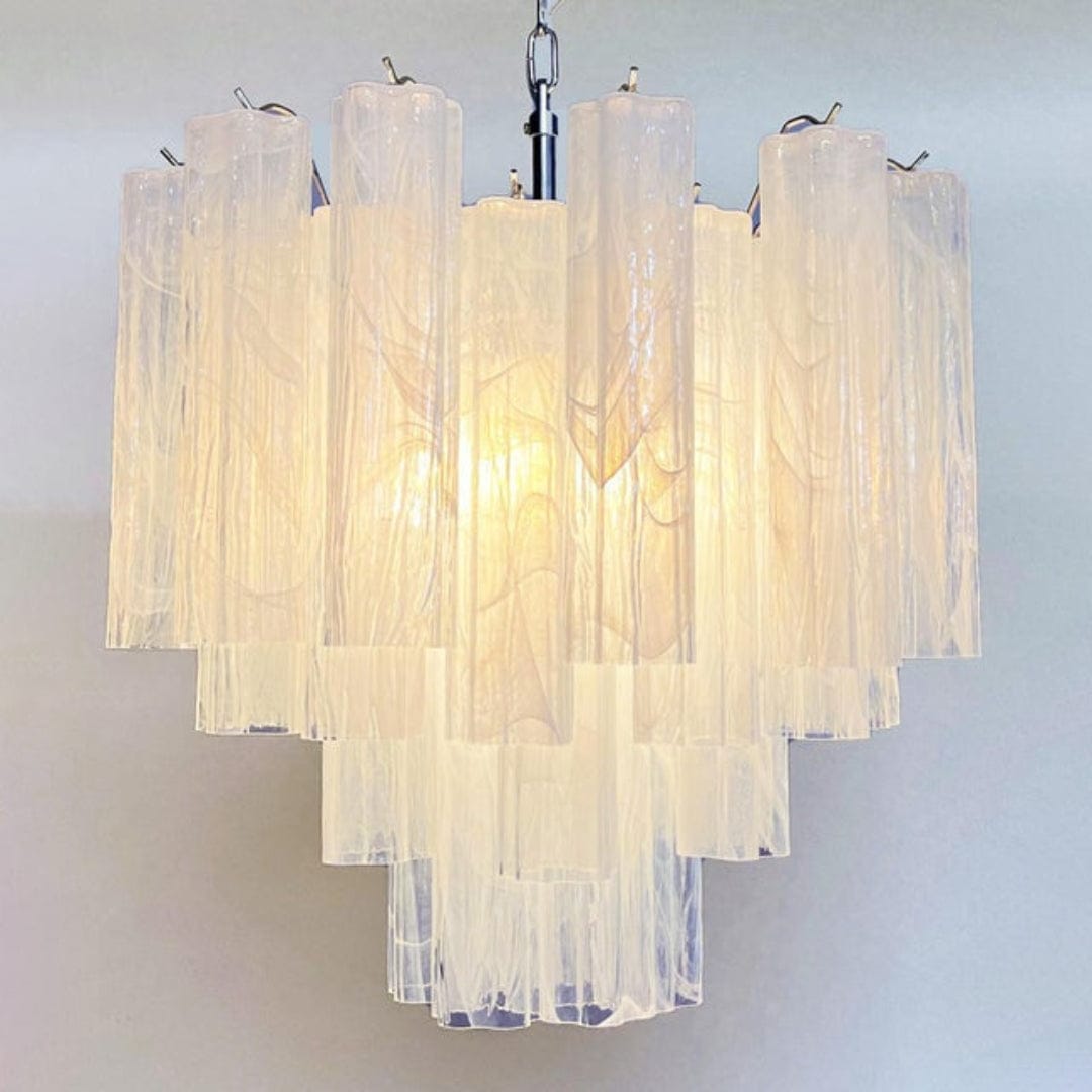 Dia 22.8″(58cm) x H 23.6″(60cm) / White White Glass Tube Chandelier