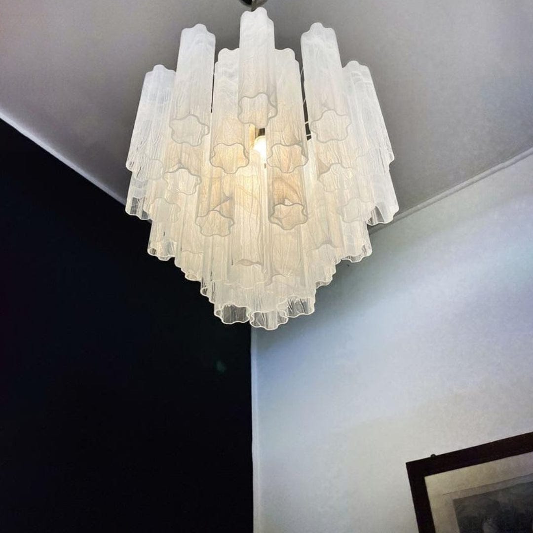 Dia 22.8″(58cm) x H 23.6″(60cm) / White White Glass Tube Chandelier