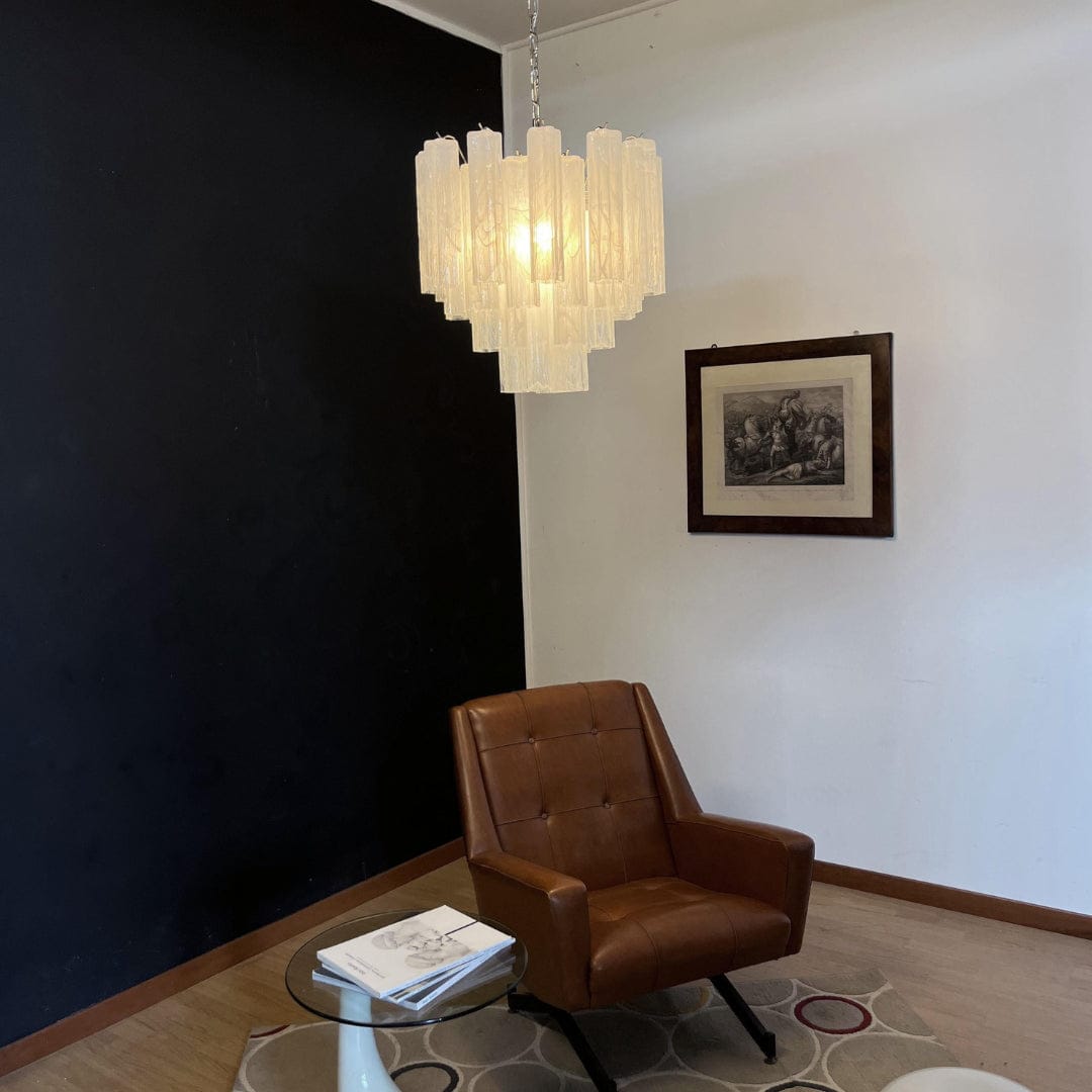 Dia 22.8″(58cm) x H 23.6″(60cm) / White White Glass Tube Chandelier