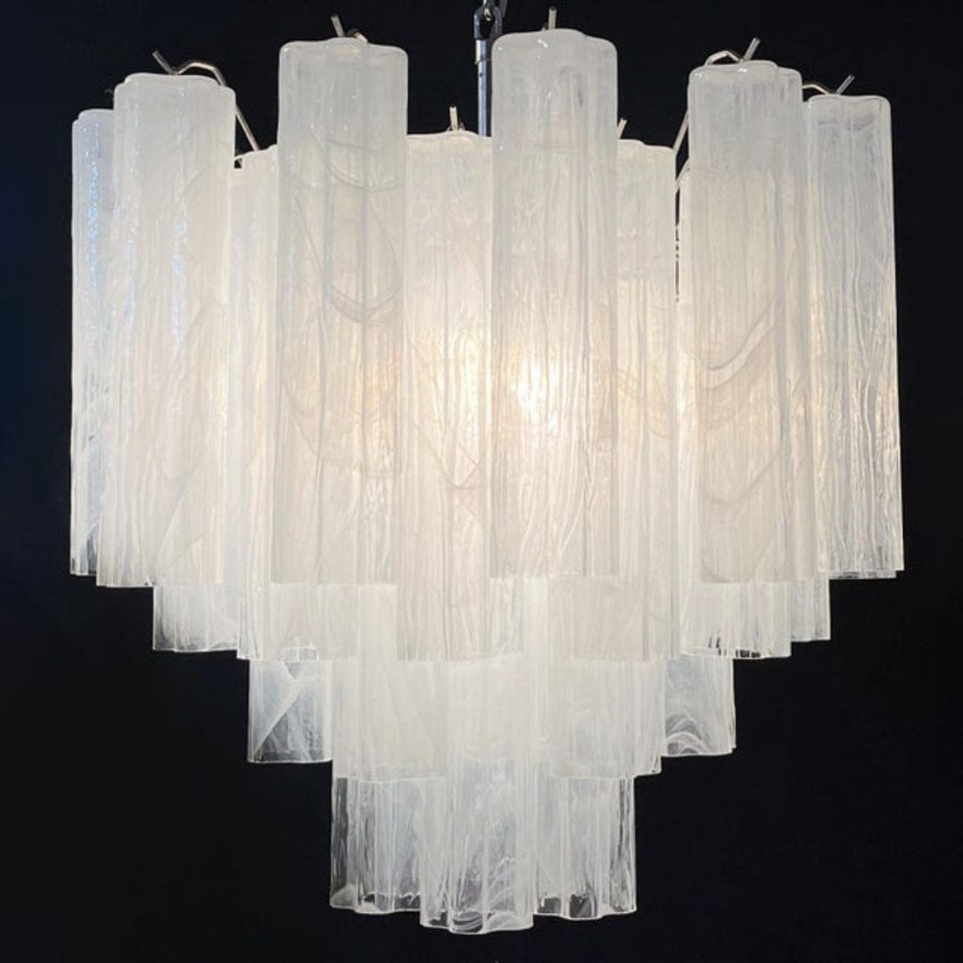 Dia 22.8″(58cm) x H 23.6″(60cm) / White White Glass Tube Chandelier