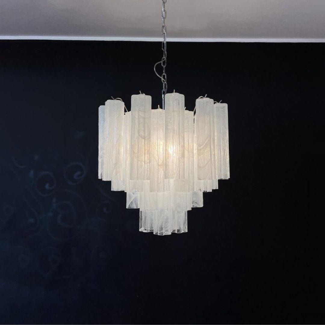 Dia 22.8″(58cm) x H 23.6″(60cm) / White White Glass Tube Chandelier