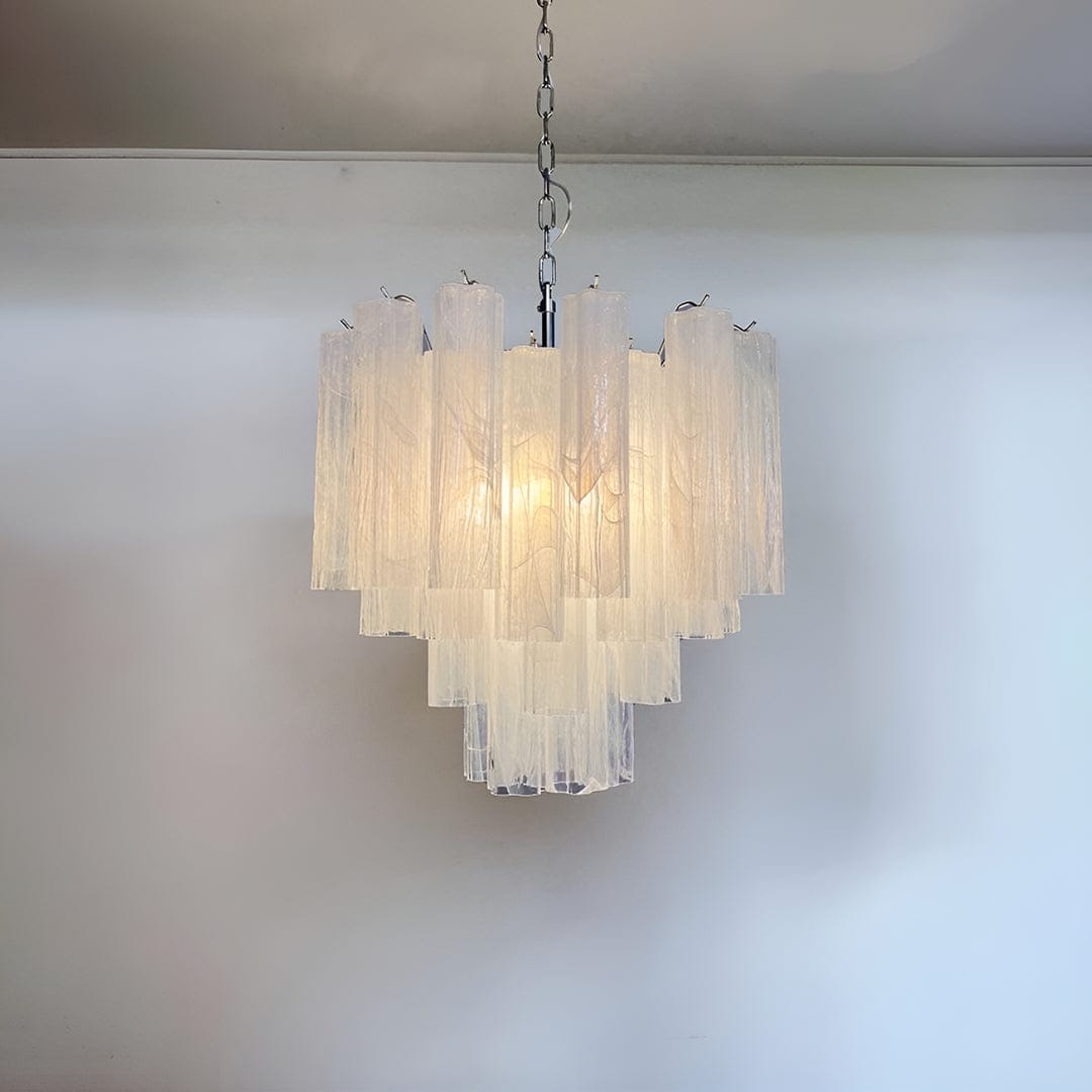 Dia 22.8″(58cm) x H 23.6″(60cm) / White White Glass Tube Chandelier