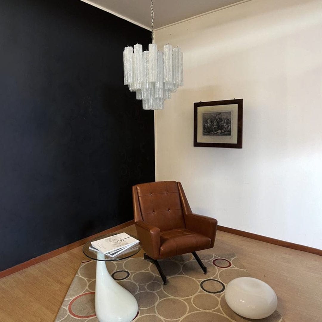 Dia 22.8″(58cm) x H 23.6″(60cm) / White White Glass Tube Chandelier