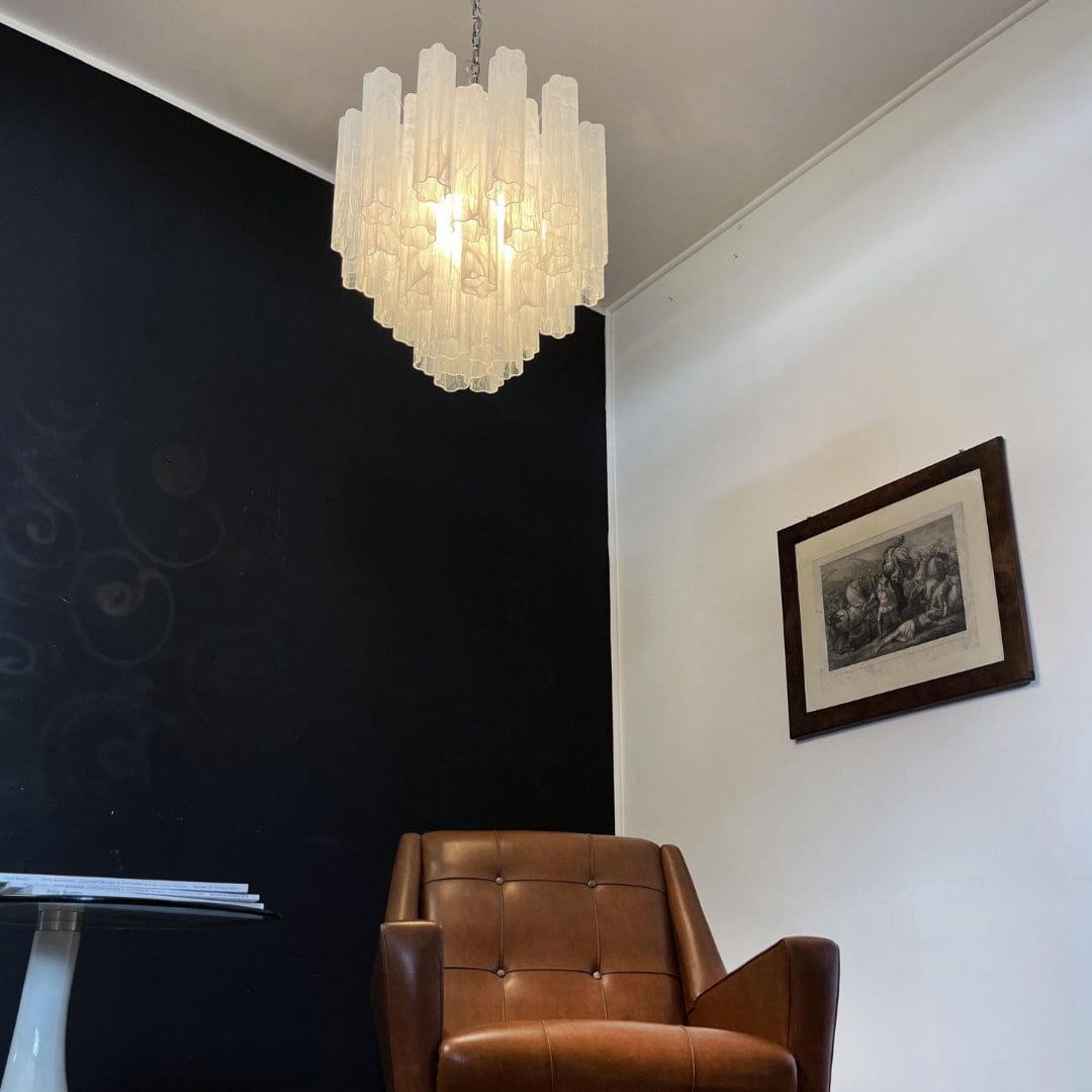 Dia 22.8″(58cm) x H 23.6″(60cm) / White White Glass Tube Chandelier