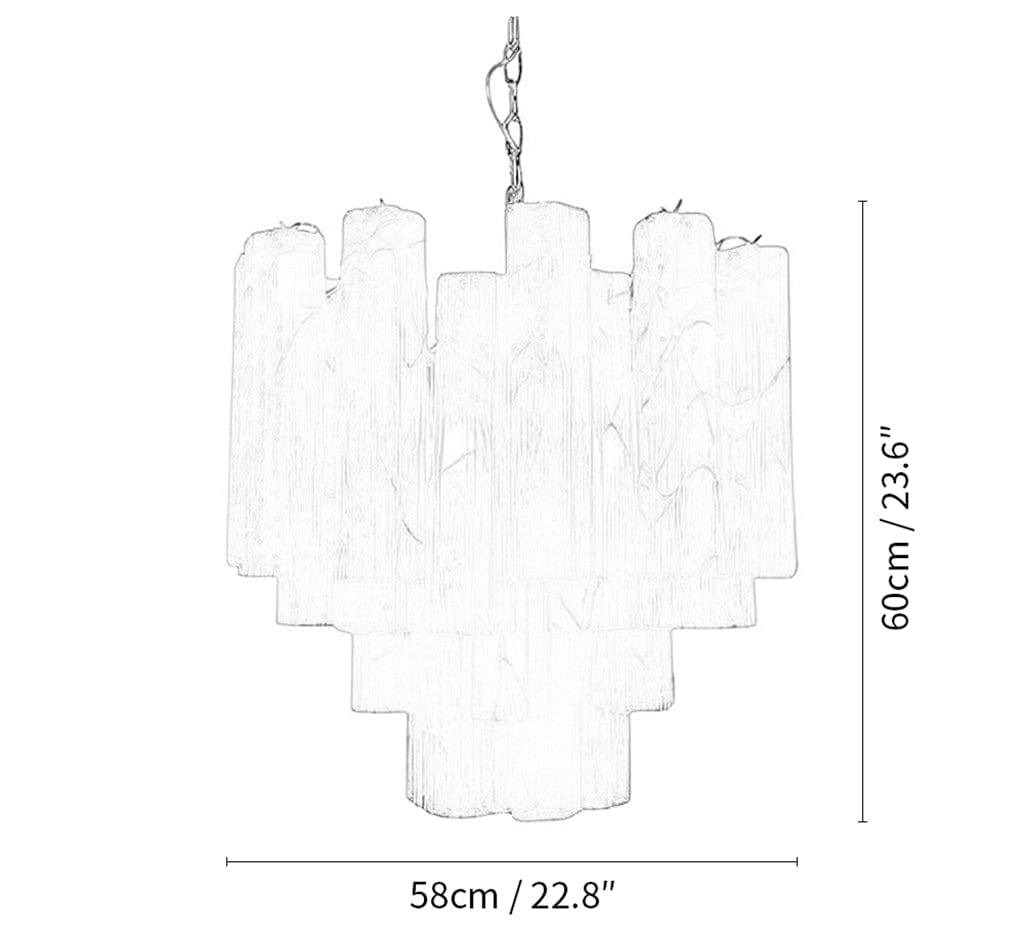 Dia 22.8″(58cm) x H 23.6″(60cm) / White White Glass Tube Chandelier