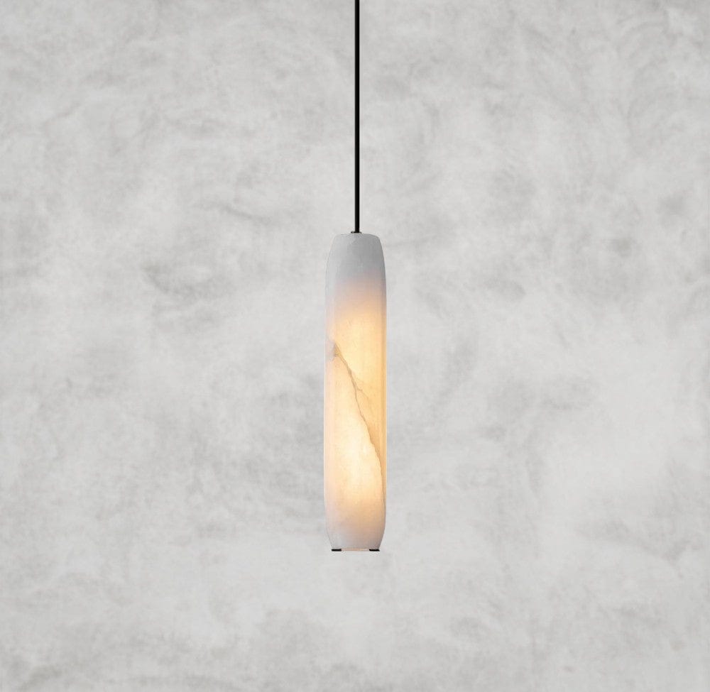 D 7cm x H 38cm / ∅ 2.8″ x H 15″ / Whilte Wrenna Alabaster Flute Pendant Light